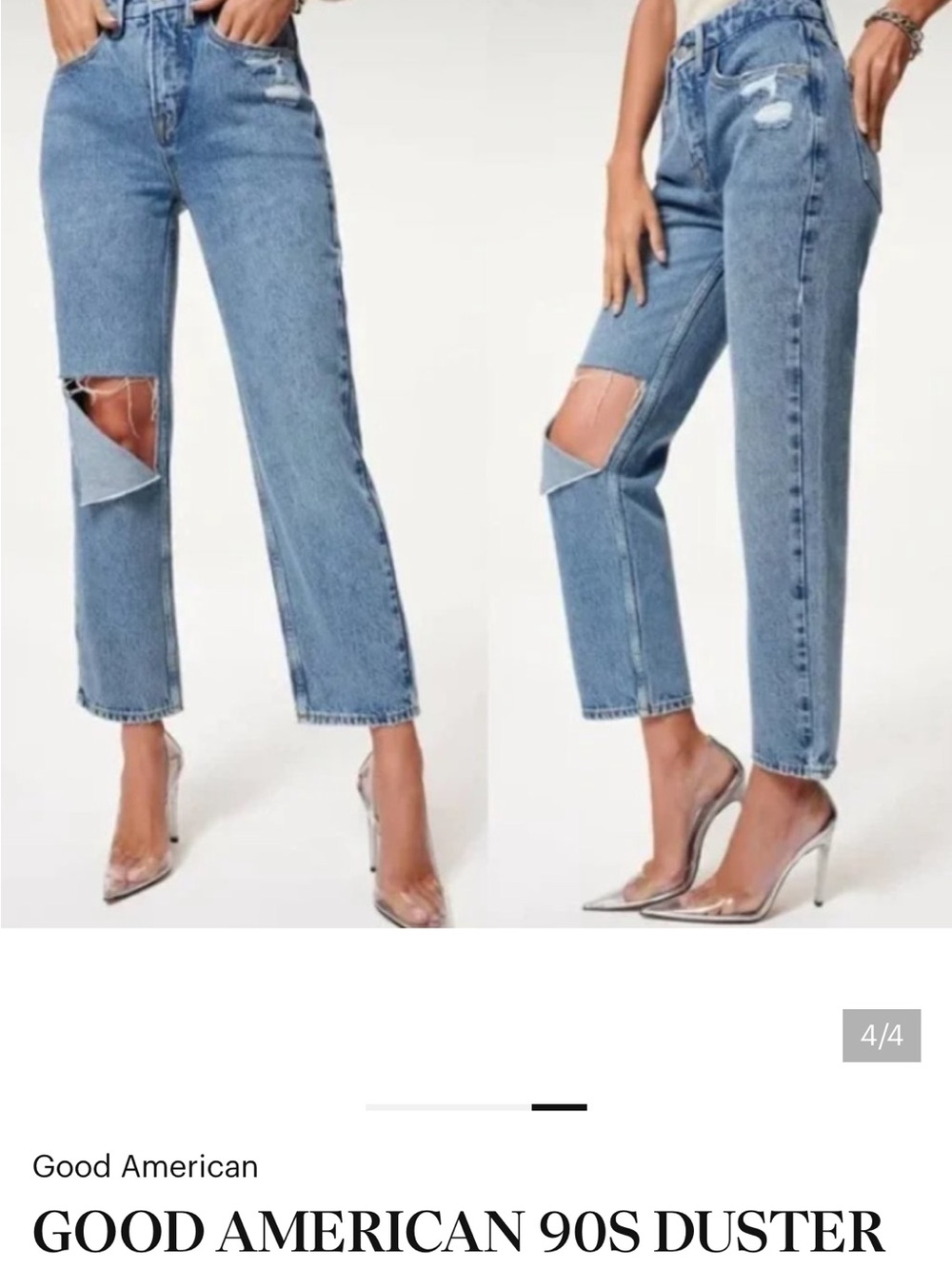 Good American Light Blue High-Rise Distressed Cropped Jeans